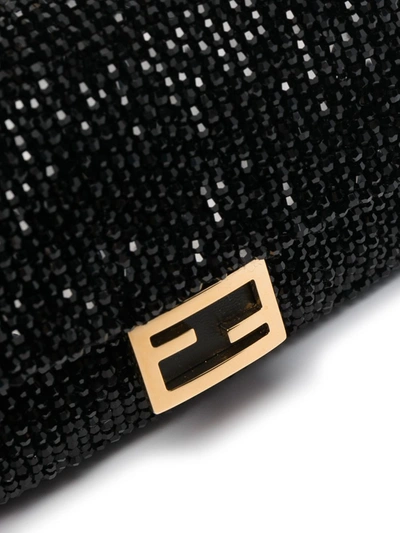 Shop Fendi Baguette Leather Nano Bag In Black