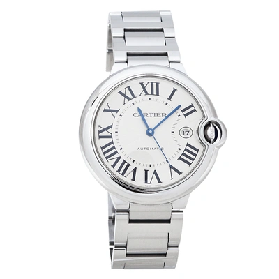 Pre-owned Cartier Silver Stainless Steel Ballon Bleu 3001 Men's Wristwatch 42 Mm