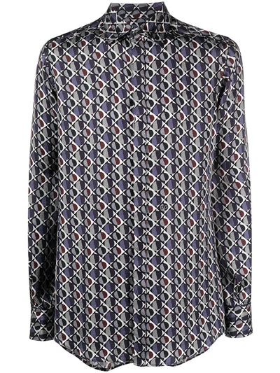 Shop Dolce & Gabbana Diamond Circle Pattern Shirt In Blue