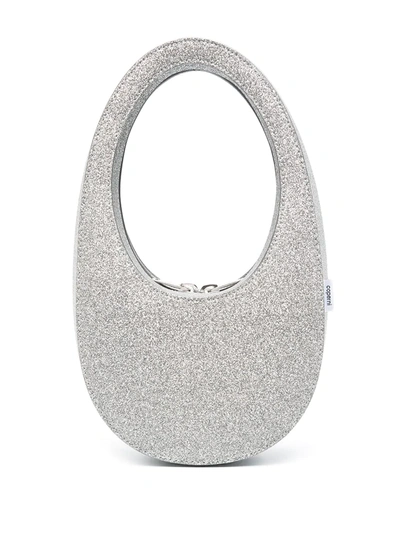 Shop Coperni Mini Swipe Glitter Tote Bag In Silver