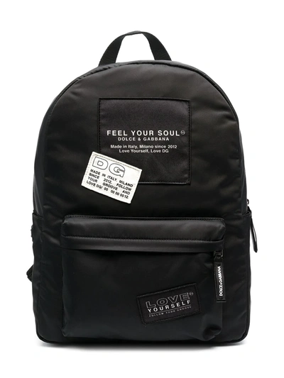 Shop Dolce & Gabbana Slogan-print Backpack In Black