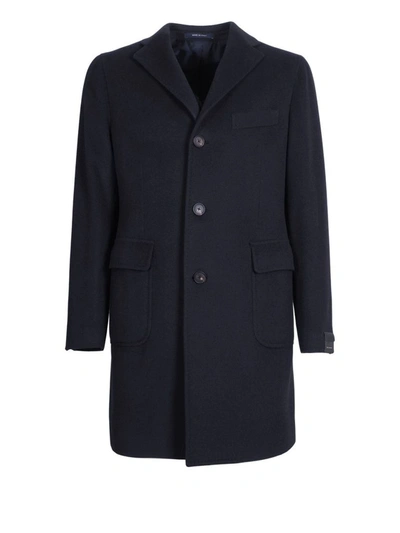 Shop Tagliatore Men's Blue Wool Coat