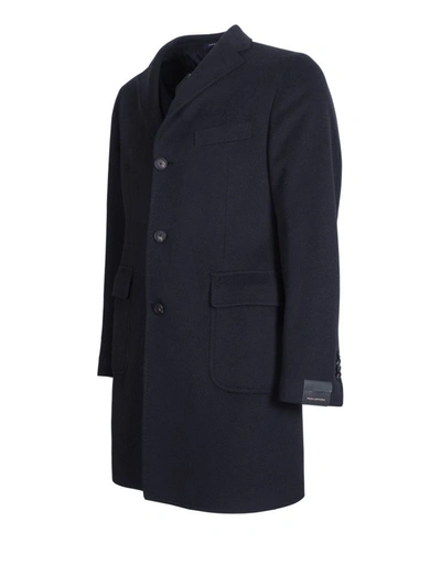 Shop Tagliatore Men's Blue Wool Coat