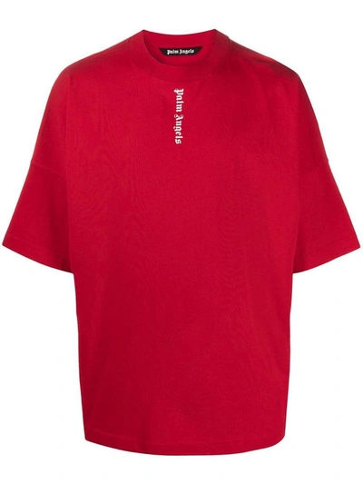 Shop Palm Angels Men's Red Cotton T-shirt
