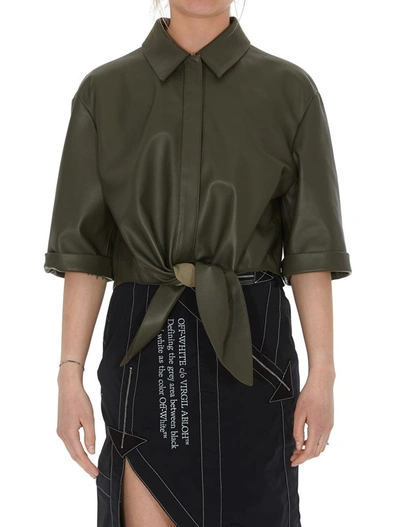 Shop Off-white Women's Green Leather Shirt