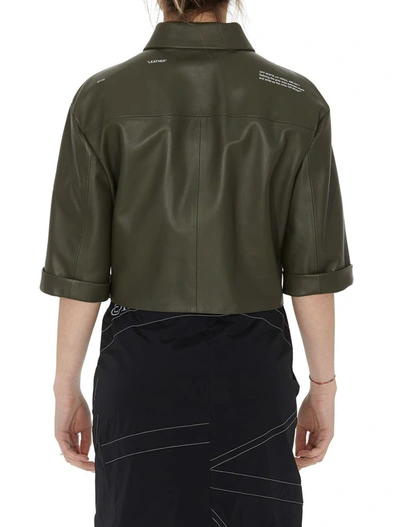 Shop Off-white Women's Green Leather Shirt