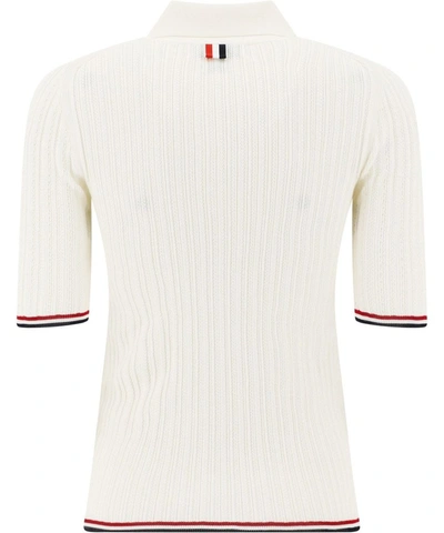 Shop Thom Browne Women's White Cotton Polo Shirt
