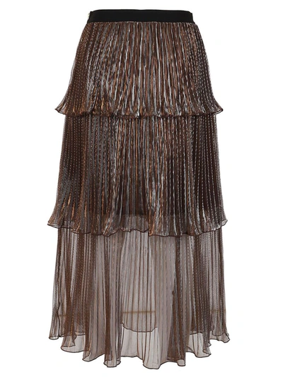 Shop Self-portrait Women's Bronze Polyester Skirt