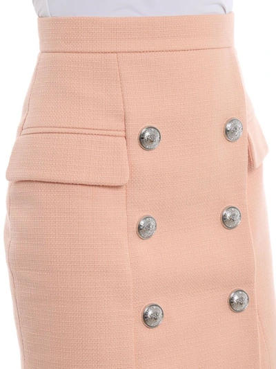 Shop Balmain Women's Pink Cotton Skirt