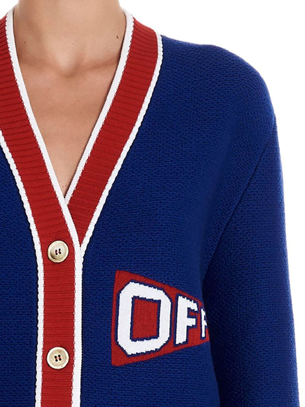 off white blue and red cardigan