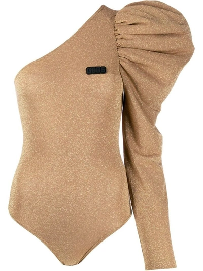 Shop Gcds Women's Gold Viscose Bodysuit