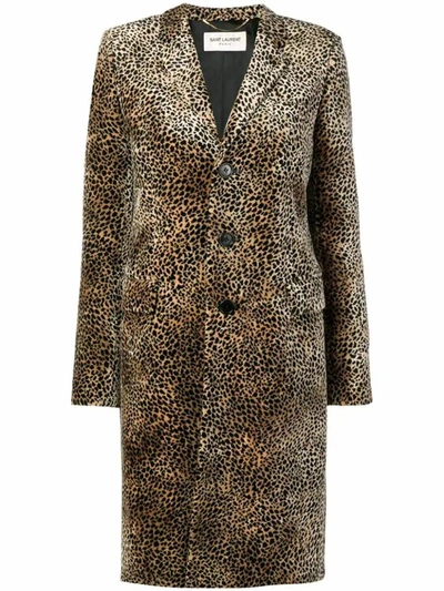 Shop Saint Laurent Women's Beige Cotton Coat