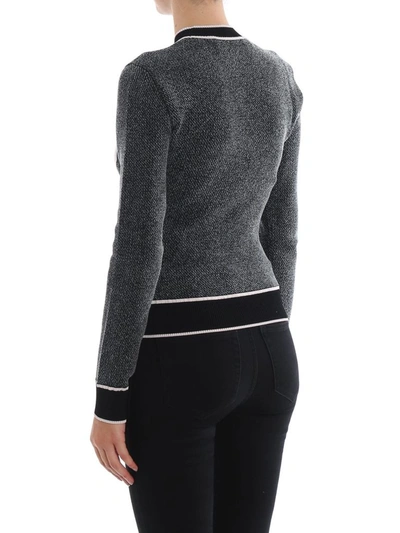 Off-white Textured Knit Cropped Sweater In Grey