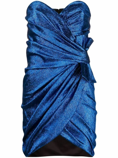 Shop Saint Laurent Women's Blue Silk Dress