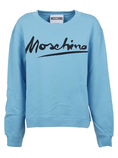 Shop Moschino Women's Light Blue Cotton Sweatshirt