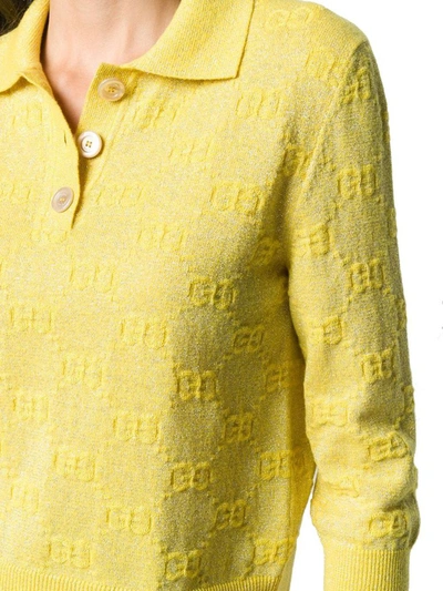 Shop Gucci Women's Yellow Cotton Polo Shirt