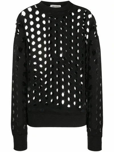 Maison Margiela Punched Holes Cotton Sweatshirt In Black | ModeSens