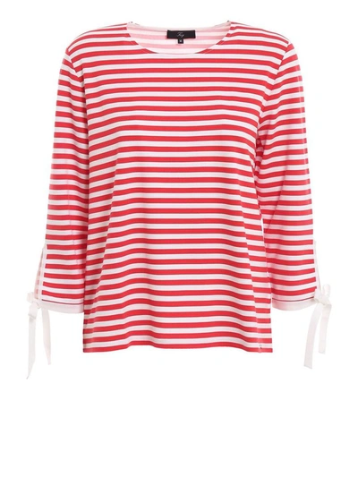 Fay Red And White Striped Blouse With Bow Details In Red