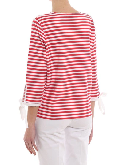 Fay Red And White Striped Blouse With Bow Details In Red
