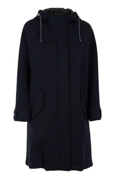 Shop Brunello Cucinelli Women's Blue Wool Coat