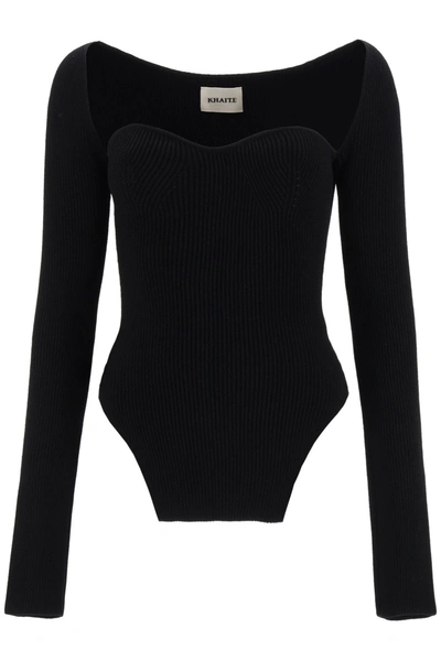 Shop Khaite Maddy Knitted Long Sleeved Top In Black