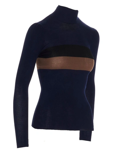 Shop Fendi Women's Blue Silk Sweater