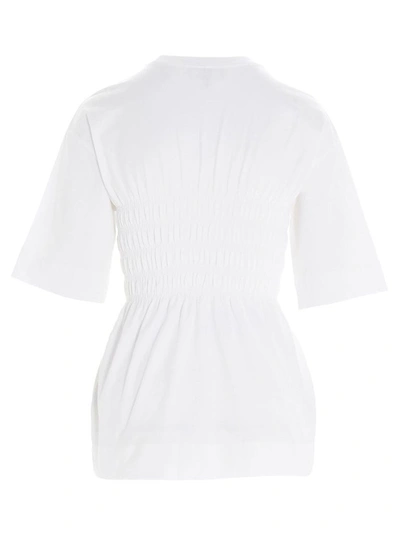 Shop Ganni Women's White Cotton T-shirt