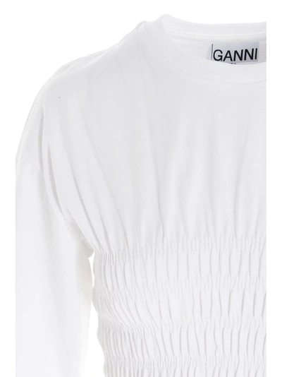 Shop Ganni Women's White Cotton T-shirt