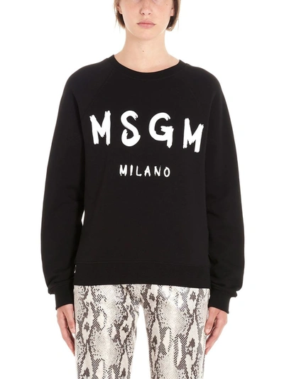 Shop Msgm Women's Black Cotton Sweatshirt