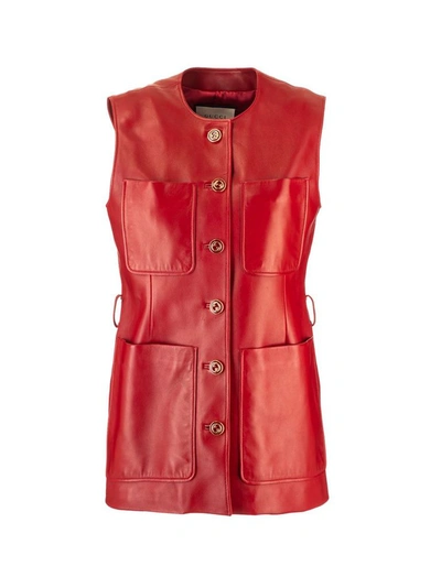 Shop Gucci Women's Red Leather Vest