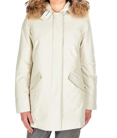 Shop Woolrich Women's White Cotton Outerwear Jacket