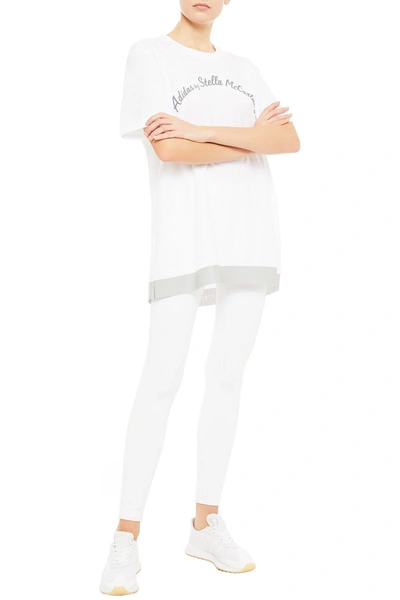 Shop Adidas By Stella Mccartney Oversized Cutout Printed Cotton-blend Jersey T-shirt In White