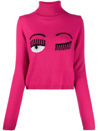 Shop Chiara Ferragni Women's Fuchsia Wool Sweater