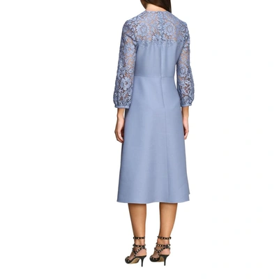 Shop Valentino Women's Light Blue Wool Dress