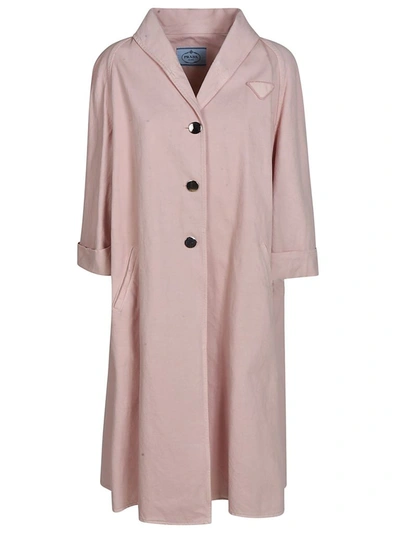 Shop Prada Women's Pink Cotton Coat