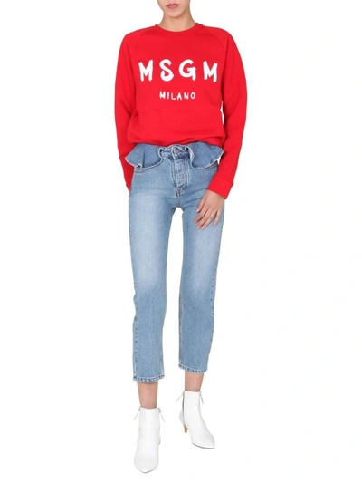 Shop Msgm Women's Blue Cotton Jeans