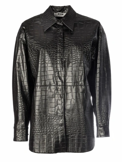 Shop Msgm Women's Black Polyurethane Shirt