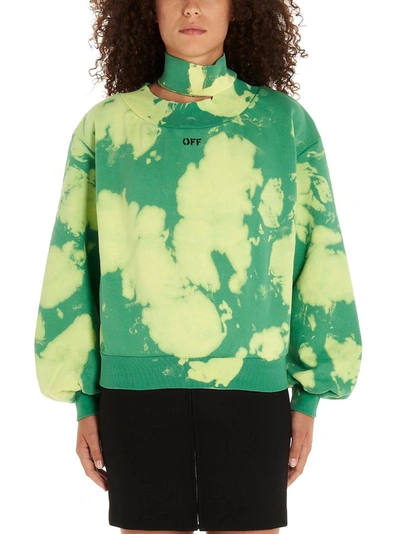 Shop Off-white Women's Green Cotton Sweatshirt