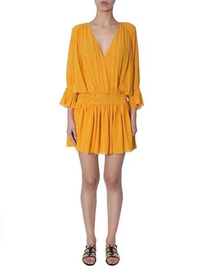 Shop Saint Laurent Women's Yellow Silk Dress
