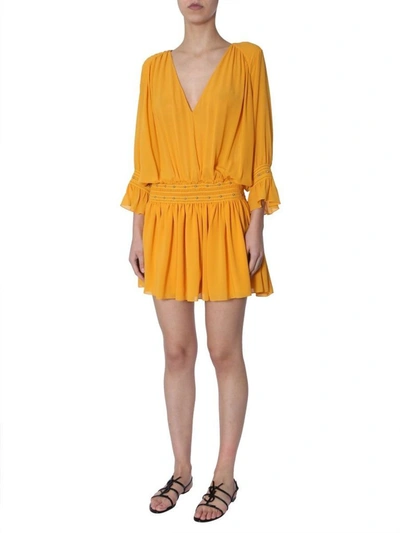 Shop Saint Laurent Women's Yellow Silk Dress