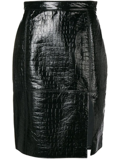 Shop Msgm Women's Black Polyurethane Skirt
