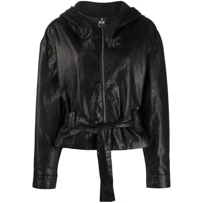 Shop Pinko Women's Black Polyurethane Outerwear Jacket