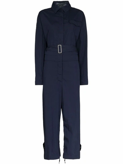 Shop Moncler Women's Blue Cotton Jumpsuit