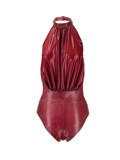 Shop Saint Laurent Women's Burgundy Rubber Bodysuit