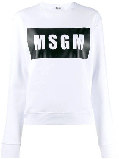 Shop Msgm Women's White Cotton Sweatshirt