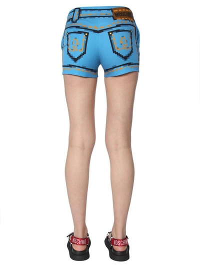 Shop Moschino Women's Light Blue Cotton Shorts