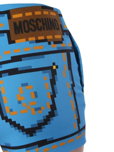 Shop Moschino Women's Light Blue Cotton Shorts