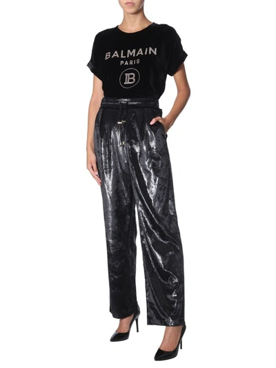 Shop Balmain Women's Black Polyester Joggers