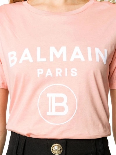 Shop Balmain Women's Pink Cotton T-shirt