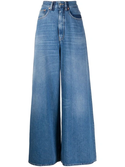 Shop Maison Margiela Women's Blue Cotton Jeans